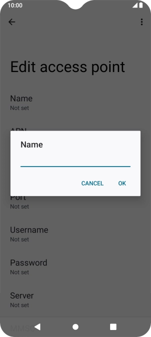 Key in Vodafone Internet and press OK.