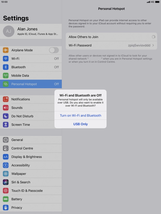 If Wi-Fi is turned off, press Turn on Wi-Fi and Bluetooth.