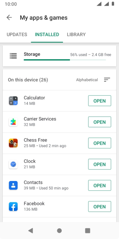 Press the required app.