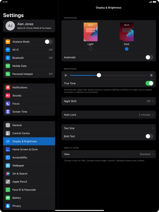 Press the indicator next to 