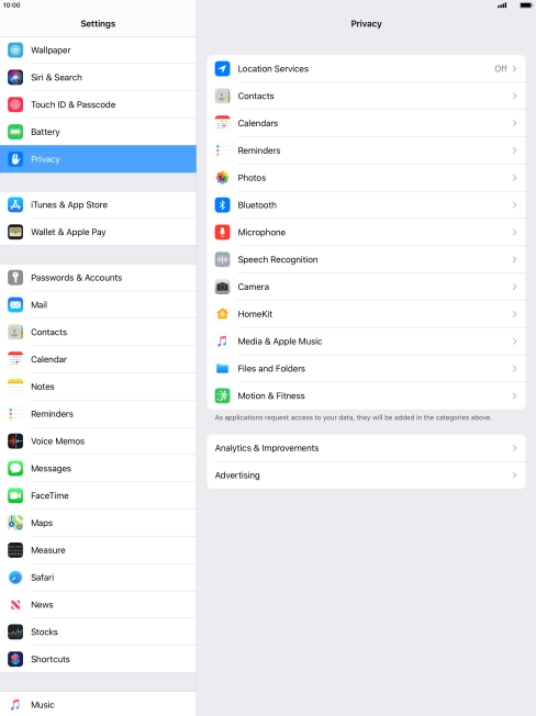Press Location Services.