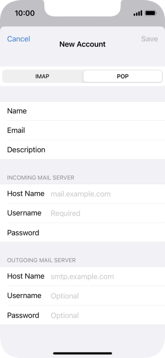 Press Host Name and key in the name of your email provider's incoming server.