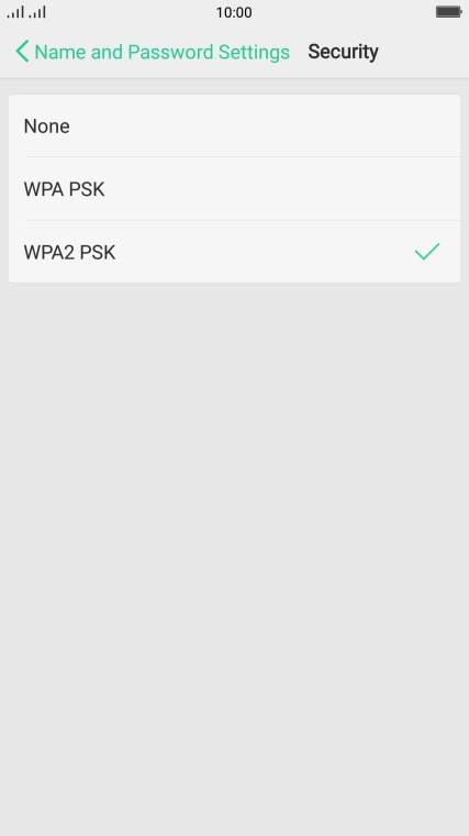 Press WPA2 PSK to password protect your Wi-Fi hotspot.