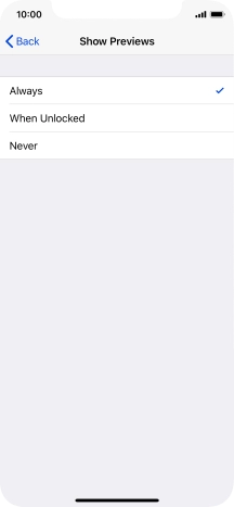 To select notification preview on the lock screen, press Always.