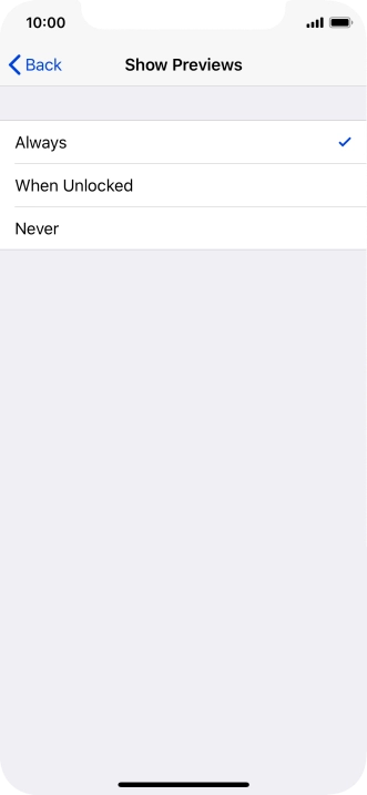 To select notification preview on the lock screen, press Always.