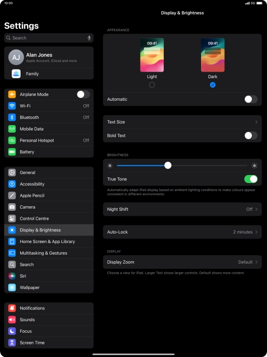 Press the indicator next to 