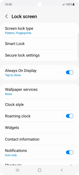 Press Screen lock type and key in the additional phone lock code you created earlier.