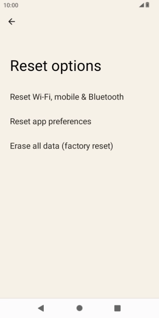 Press Erase all data (factory reset).