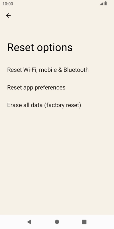 Press Erase all data (factory reset).