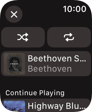 Press the shuffle icon to turn the function on or off.