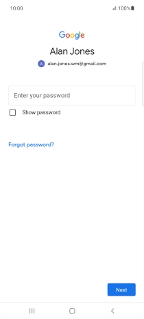 Press Enter your password and key in the password for your Google account.