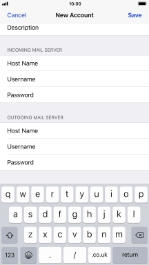 Press Username and key in the username for your email account. Please note that if you're using Vodafone's outgoing server, leave the username field empty.