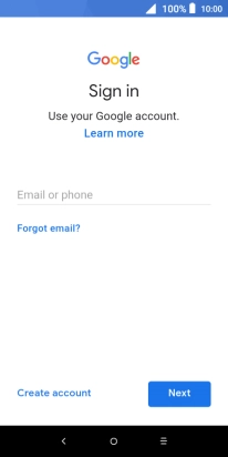 If you don't have a Google account, press Create account and follow the instructions on the screen to create an account.
