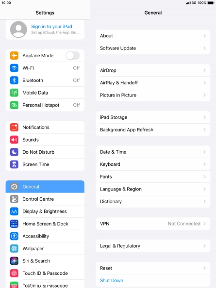 Press Sign in to your iPad.