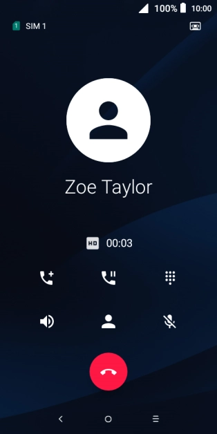 Press the end call icon.