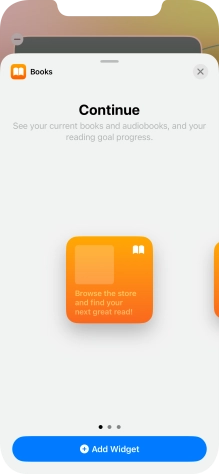 Slide your finger right or left on the screen to select the required widget size.