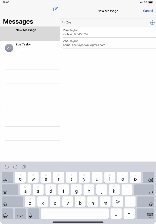 Press the required contact.