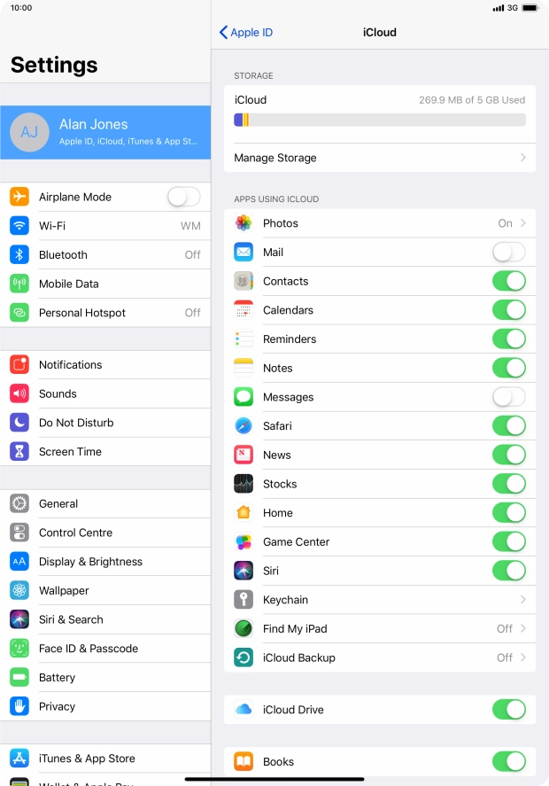 Press iCloud Backup.