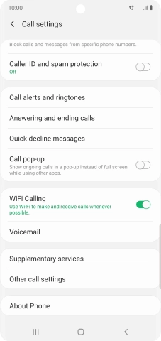 When Wi-Fi calling is active, the Wi-Fi calling icon is displayed.