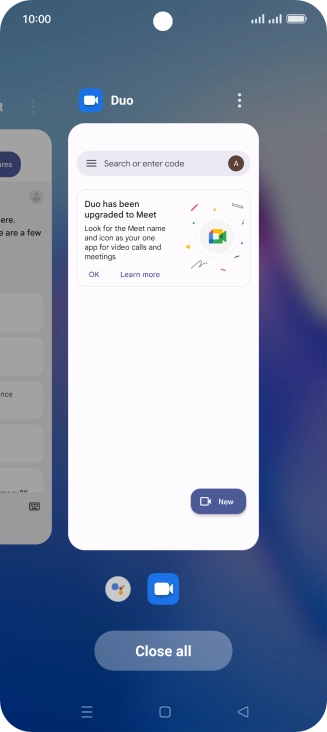 To end one running application, slide your finger upwards on the required application.