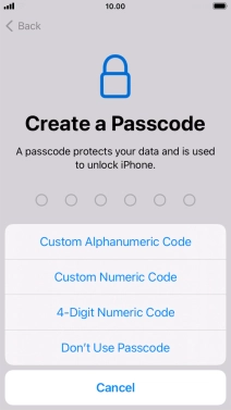 Follow the instructions on the screen to turn on use of phone lock code or press Don't Use Passcode.