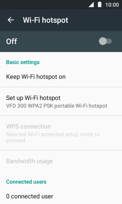 Press Set up Wi-Fi hotspot.