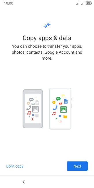 You can transfer the contents of another phone to your phone when it's activated for the first time and after a factory reset. When this screen is displayed, your phone is ready to transfer contents from another phone.
