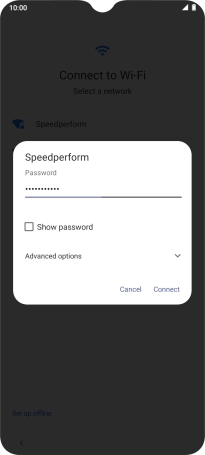Key in the password for the Wi-Fi network and press Connect.