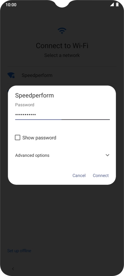 Key in the password for the Wi-Fi network and press Connect.