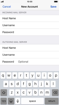 Press Password and key in the password for your email account. Please note that if you're using Vodafone's outgoing server, leave the password field empty.
