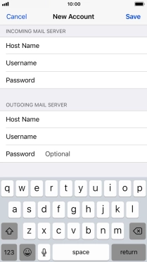 Press Password and key in the password for your email account. Please note that if you're using Vodafone's outgoing server, leave the password field empty.