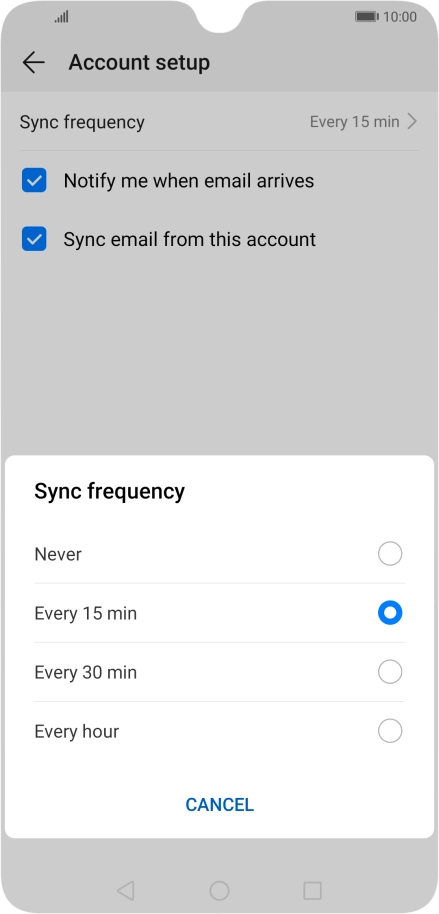 Press the required setting.