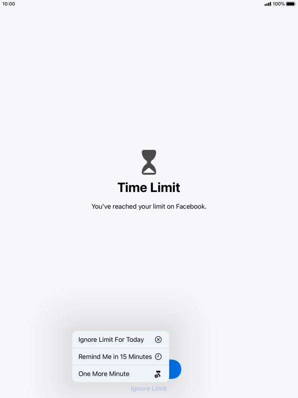 Press the required setting.