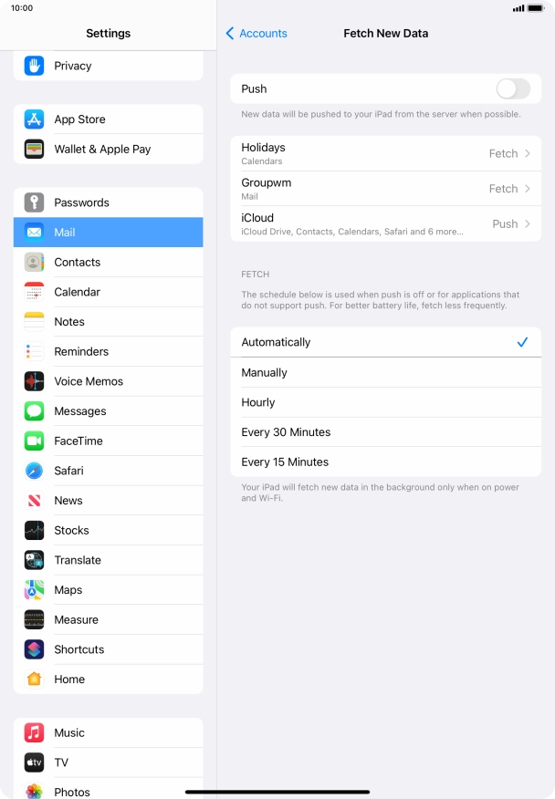 Press the indicator next to 