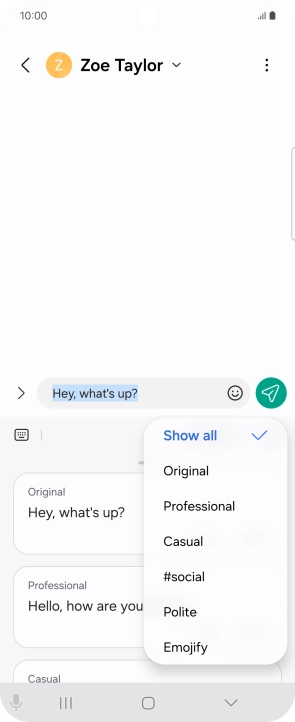 Press the required style of writing.