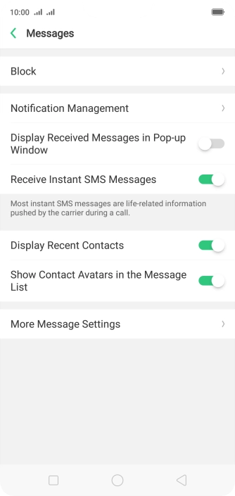 Press More Message Settings.