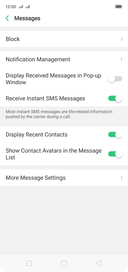 Press More Message Settings.