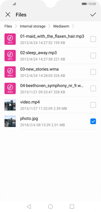 Press the confirm icon.