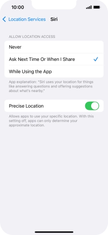Press the required setting to turn the function on or off.