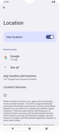 Press App location permissions.