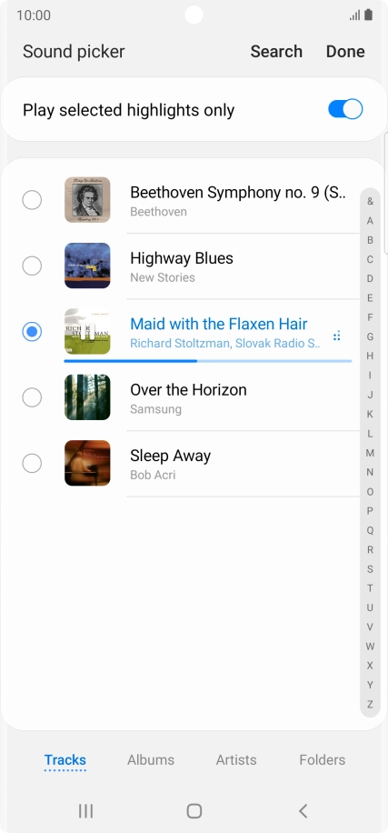 Once you've found a ring tone you like, press Done.
