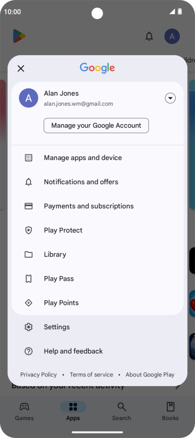 Press Manage apps and device.