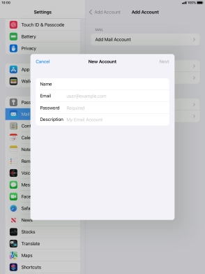 Press Email and key in your email address.