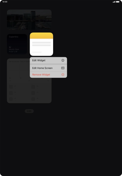 Press Remove Widget.