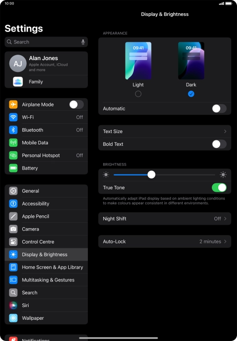 Press the indicator next to 