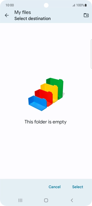 To create a new folder, press the new folder icon and follow the instructions on the screen to create a new folder.