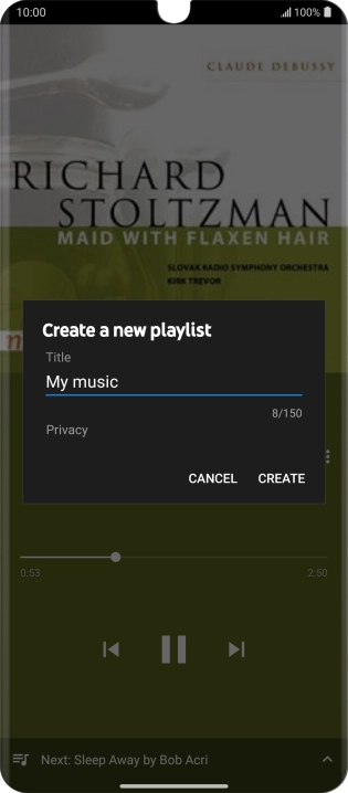 Key in a name for the playlist and press CREATE.