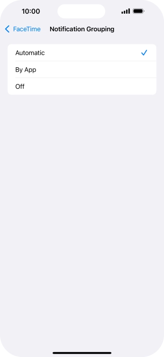 Press the required setting.