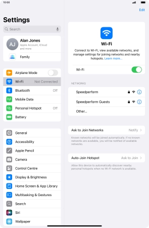 Press the required Wi-Fi network and key in the password for the Wi-Fi network.
