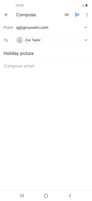 Press the text input field and write the text for your email message.